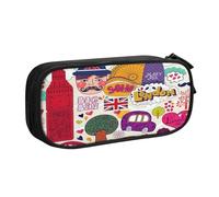 EdsfFehs Large Capacity School Newspaper in English Print Double Layer Zipper Pencil Case,Multi Compartment Portable