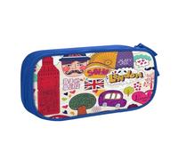 EdsfFehs Large Capacity School Newspaper in English Print Double Layer Zipper Pencil Case,Multi Compartment Portable