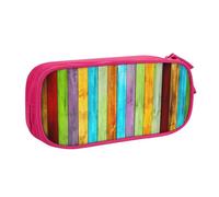 EdsfFehs Large Capacity Vertical Planks in Carpentry Oak Timber Print Double Layer Zipper Pencil Case,Multi Compartment Portable