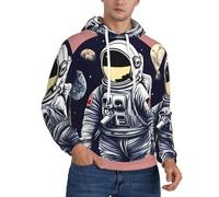 EdsfFehs Men'S Astronaut On The Moon 1 Print Hoodie,Hooded Sweatshirt,Casual Lightweight Pullover With Pockets Black