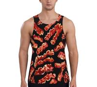 EdsfFehs Men's Bacon Pattern Print Workout Tank Top,Comfortable Breathable Casual Black