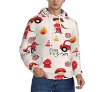 EdsfFehs Men'S Cute Firefighter Print Hoodie,Hooded Sweatshirt,Casual Lightweight Pullover With Pockets Black