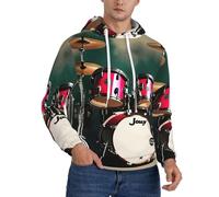 EdsfFehs Men'S Jazz Drum Print Hoodie,Hooded Sweatshirt,Casual Lightweight Pullover With Pockets Black