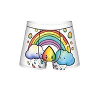 EdsfFehs Men'S Rainbow Clouds Raindrop 1 Print Boxer Briefs,Soft,Breathable Underwear,Comfortable Elastic Waistband