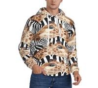 EdsfFehs Men'S Zebra And Giraffe Print Hoodie,Hooded Sweatshirt,Casual Lightweight Pullover With Pockets Black