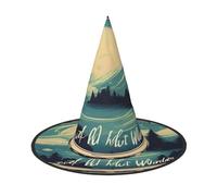 EdsfFehs Not All Who Wander Are Lost 1 Print Halloween Hat,Pointed Funny Wide Brim Wizard Headwear,Foldable Festival Supplies