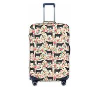 EdsfFehs Pink Flower Show Steer Cows Cattle Print Suitcase Cover,Washable Lightweight Fashion for Easy Identification