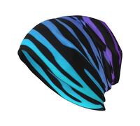 EdsfFehs Purple Blue Green Camouflage Zebra Stripes Print Knit Hat,Fashionable Adult Skull Cap,Lightweight Breathable,All Seasons