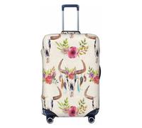 EdsfFehs Runner Bull Skull Print Luggage Cover,Fashion Suitcase Protector Washable Scratch Resistant