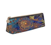 EdsfFehs Starry Sky Mandala Print Leather Pencil Case,Triangle Stationery Storage Bag,Simple Fashion