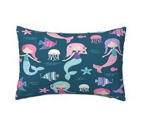 EdsfFehs Trendy Soft Beautiful Mermaid Print Pillowcase 30 X 45 Cm,Throw Cushion Cover With Hidden Zipper