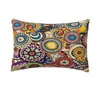EdsfFehs Trendy Soft Ethnic Circles Floral Pattern Print Pillowcase 30 X 45 Cm,Throw Cushion Cover With Hidden Zipper