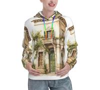 EdsfFehs Trendy Women'S Antique Building With Roman Olive Branch And Greek Print Hooded Sweatshirt,Long Sleeve Drawstring Hoodie
