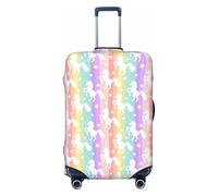 EdsfFehs Unicorns On Colorful Stripes Print Suitcase Cover,Washable Lightweight Fashion for Easy Identification