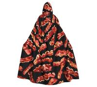 EdsfFehs Unisex Adult Bacon Pattern Print Hooded Cloak,Full Length Cape,Carnival Cosplay Costumes Accessory