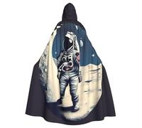 EdsfFehs Unisex Astronaut On The Moon Print Hooded Halloween Cloak,Cosplay Costume For Party,Carnival,Theme Events