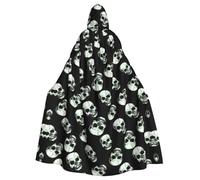 EdsfFehs Unisex Black Skull Print Hooded Halloween Cloak,Cosplay Costume For Party,Carnival,Theme Events