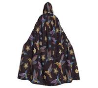 EdsfFehs Unisex Flower Hummingbirds Embroidery Print Hooded Halloween Cloak,Cosplay Costume For Party,Carnival,Theme Events
