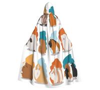 EdsfFehs Unisex Guinea Pig Illustration Print Hooded Halloween Cloak,Cosplay Costume For Party,Carnival,Theme Events