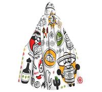 EdsfFehs Unisex Mexican Salsa Symbols Print Hooded Halloween Cloak,Cosplay Costume For Party,Carnival,Theme Events