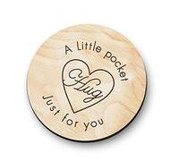 EDSG 2 x Wooden Little Pocket Hug Heart Token | Keyring | Keepsake Gift for Love | Gift for Friends Family Couple | Thinking of You Gift (No Holes)