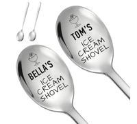 EDSG 2Pcs Personalised Ice Cream Scoop, Stainless Steel Ice Cram Shovel for Ice Cream Lover, Personalised Funny Gifts for Grandad Dad Women Boyfriend Fathers Day Birthday Christmas (2PCS-Design 2)