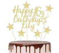 EDSG 3 Sets Personalised Happy Birthday Cake Topper, Double-Sided Glitter Cake Toppers Birthday Party Decoration for 13th 16th 18th 21st 30th 40th 50th 60th 80th(Champagne Gold-3pcs)