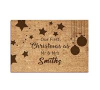 EDSG Christmas Door Mat for Outdoor Indoor Personalised Welcome Mat for Front Door Merry Christmas Doormat Mr and Mrs Gifts Doormat for Indoor Outdoor Christmas Holiday Entryway Decor (Design 3)