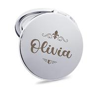 EDSG Compact Mirror Personalised Christmas Custom Gifts Engraved Folding Pocket Mirror for Women, Men and Girls, Personalised Makeup Mirror for Handbag without Distortion(Design 2)