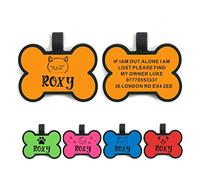 EDSG Dog Tag Personalised Dog Name Tag Custom Dog ID Tag Dog Tags for Pets Engraved Silicone Dog Tag for Cat Pet Dog Puppy Personalised Dog Collar for Cats Dogs (Orange Bone)