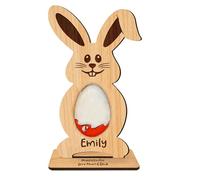 EDSG Easter Gifts for Kids Personalised Easter Egg Holder Wooden Easter Bunny Easter Decorations Gifts for Babies Girls Boys Granddaughter Grandson from Mum Dad Nanny (Design 2)