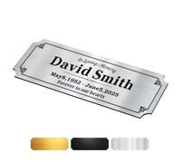 EDSG Engraved Plaques Custom Memorial Plaque for Bench Urns 1x3 in Personalised Bench Plaque Brass Plaques Engraved Personalised Name Plate with Adhesive Backing (Silver, 1x3 in)