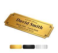 EDSG Engraved Plaques Custom Memorial Plaque for Bench Urns 1x3 in Personalised Bench Plaque Brass Plaques Engraved Personalised Name Plate with Adhesive Backing (Gold, 1x3 in)