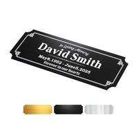 EDSG Engraved Plaques Custom Memorial Plaque for Bench Urns 1x3 in Personalised Bench Plaque Brass Plaques Engraved Personalised Name Plate with Adhesive Backing (Black, 1x3 in)