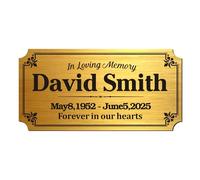 EDSG Engraved Plaques Custom Memorial Plaque for Bench Urns 2x4 in Personalised Bench Plaque Brass Plaques Engraved Personalised Name Plate with Adhesive Backing (Gold, 2x4 in)