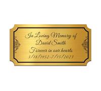 EDSG Engraved Plaques Personalised Memorial Plaques for Doors Urns Solid Metal Plate Engraved 2x4in Name Plate Name Label Plaque with Adhesive Backing (Gold, Design 3)