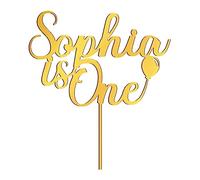 EDSG Personalised 1st Birthday Cake Topper Birthday Decoration Happy Birthday Cake Topper Custom Acrylic Cake Toppers Gifts with Any Name for Kids Baby Boy Girl Party Supplies (Gold)