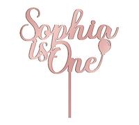 EDSG Personalised 1st Birthday Cake Topper Birthday Decoration Happy Birthday Cake Topper Custom Acrylic Cake Toppers Gifts with Any Name for Kids Baby Boy Girl Party Supplies (Rose Gold)