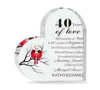 EDSG Personalised 40th Wedding Anniversary Present Gifts for Him Her Ruby Wedding Anniversary Custom Gifts for Couple Wife Husband Heart Shaped Gift for Parents Grandparents