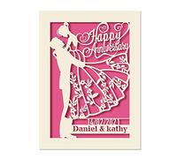 EDSG Personalised Anniversary Card for Her with Any Name and Date (Fuchsia)