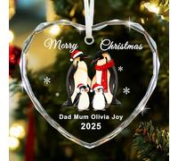 EDSG Personalised Babys First Christmas Bauble, Baby's 1st Christmas Bauble with Names, My First Xmas Tree Decoration, Acrylic Babys 1st Xmas Gifts for Boys Girl (Family of 4, Heart)