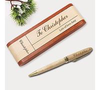 EDSG Personalised Ballpoint Pen Custom Gift Idea for Men Women Him Husband Dad Grandad Grandchild Nanny Daughter Granddaughter Wife ECO-Friendly Wooden Engraved Pen Christmas Gadgets Gift