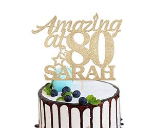 EDSG Personalised Birthday Cake Topper Any Name Amazing at Age | Custom Birthday Decorations | Multipul Colours Double Sided Glitter Card | Amazing at 30th, 40th, 50th, 60th, 80th, 90th, 100th