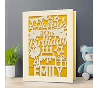 EDSG Personalised Birthday Card Laser Paper Cut Greeting Cards | Happy Birthday Age Card | Custom Gift with Any Name Any Age 1st 16th 21st 30th 80th 100th with Envelopes Hand Finished in UK(Gold)