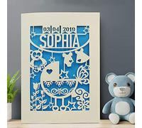EDSG Personalised Birthday Card Laser Paper Cut Greeting Cards | Happy Birthday Age Card | Custom Gift with Any Name Any Age 1st 16th 21st 30th 80th 100th with Envelopes Hand Finished in UK(Blue)