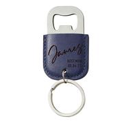 EDSG Personalised Bottle Opener Keyring, Stainless Steel & Leather Bottle Opener, Birthday Christmas Valentines Gifts for Him Husband Boyfriend, Wedding Best Man Groomsmen Gift (Dark Blue, Design 2)