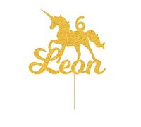 EDSG Personalised Cake Topper Birthday Cake Toppers Unicorn Cake Topper Cake Decor Custom Cake Topper for Girls Women with Any Name Age 1st 2nd 3rd 4th 5th 6th 7th 8th 10th 16th 18th(Gold)