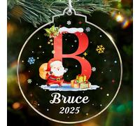 EDSG Personalised Christmas Bauble 2025, Personalised Christmas Tree Decorations, 26 Letter Christma Tree Pendant, Custom Xmas Baubles, Xmas Ornaments Gifts for Mom Dad Family Kids Friends (Design 2)