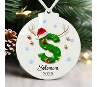 EDSG Personalised Christmas Bauble 2025, Personalised Christmas Tree Decorations, 26 Letter Christma Tree Pendant, Custom Xmas Baubles, Xmas Ornaments Gifts for Mom Dad Family Kids Friends (Design 1)