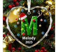 EDSG Personalised Christmas Bauble 2025, Personalised Christmas Tree Decorations, 26 Letter Xmas Tree Pendant, Custom Xmas Baubles Ornaments Gifts for Kids Family Friends (Design 3-Heart)